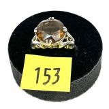 Sterling silver round cut citrine ring, slightly
