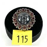 Sajen sterling silver carved black jade goddess