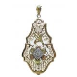 10K Yellow and rose gold vintage pendant with