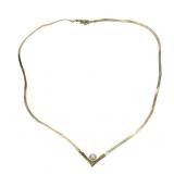 14K Yellow gold 16" serpentine 9mm pearl and