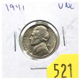 1941 Jefferson nickel, full steps, Unc.