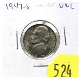 1947-S Jefferson nickel, Unc.