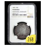 1823 Bust half dollar, NGC slab certified