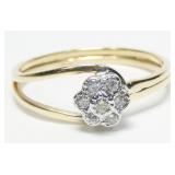 14K Yellow gold stirrup design round cut diamond