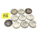 x10- Dimes, 90% silver, -x10 dimes, Sold by the
