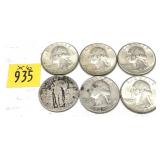 x6- Quarters, 90% silver, -x6 quarters, Sold by