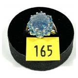 Sterling silver split shank opal doublet ring