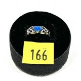 Sterling silver bezel set heart shape lab blue