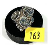 Sterling silver inlaid mother of pearl swirls ring