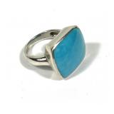 Sterling silver bezel set turquoise ring, size 6,
