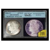 1884-CC Morgan dollar, INS slab certified
