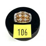 Sterling silver oval cut Spessartite garnets ring