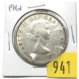 1961 Canadian silver dollar