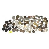 Bag of world and U.S. coins, some silver, 88 pcs.