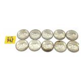 x10- Canadian quarters, 50% silver, -x10 quarters,