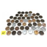 Lot of mixed wheat cents, some Unc., 50 pcs.