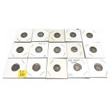 x15- Mixed date Barber dimes, -x15 dimes,