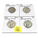 x4- Mixed date Standing Liberty quarters, -x4