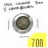 1902 Canadian 5 cents silver