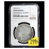 1893-CC Morgan dollar, NGC slab certified