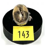 Sterling silver gold wash druzy ring, size 7.75,