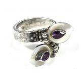 Sajen sterling silver pear cut amethyst and mother