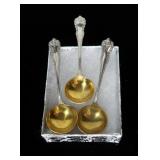 Set of 3 sterling gold wash salt spoons, Lot,