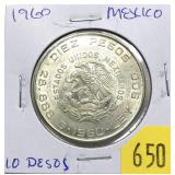 1960 Mexico 10 pesos, Unc.
