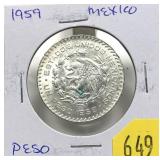 1959 Mexico 1 peso, BU