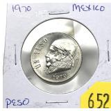 1970 Mexico 1 peso, Unc.