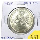 1968 Mexico 25 pesos, Unc.