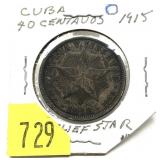 1915 Cuban 40 centavos