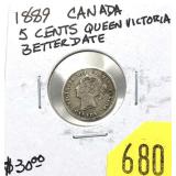 1889 Canadian 5 cents silver