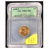 194-D Lincoln cent, ICG slab certified MS67 RD