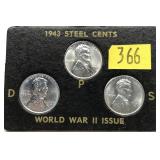 1943 Steel cents, PDS Mint marks