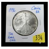1996 American Silver Eagle, choice BU, good date