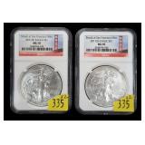x2- 2011 American Silver Eagles, NCG slab
