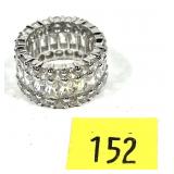 Sterling silver three-row CZ Eternity ring, 11mm