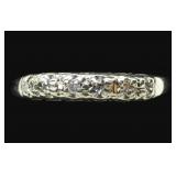 14K White gold round cut 6-stone diamond band