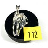 Sterling silver figural horse ring, size 7,