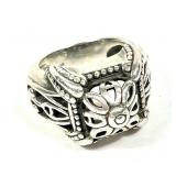 Sterling silver open work design ring. size 6,