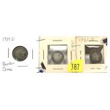 x3- Barber dimes, mixed dates, -x3 dimes, Sold by