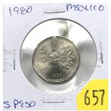 1980 Mexico 5 pesos, Unc.