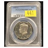 1989-S Kennedy half dollar, PCGS slab certified