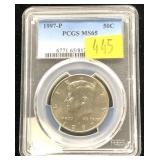 1997 Kennedy half dollar, PCGS slab certified