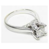Belgian Crown Star 18K white gold diamond ring,