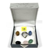 Sterling silver ring with five interchangeable