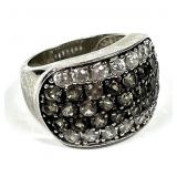 Sterling silver round cut smoky quartz and white