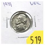 1939 Jefferson nickel, Unc.