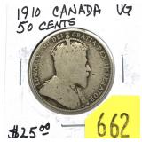 1910 Canadian half dollar